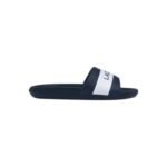 CLAQUETTE LACOSTE - Croco Text Print Slides blue hommes claquettes REF: 41CMA0007-092