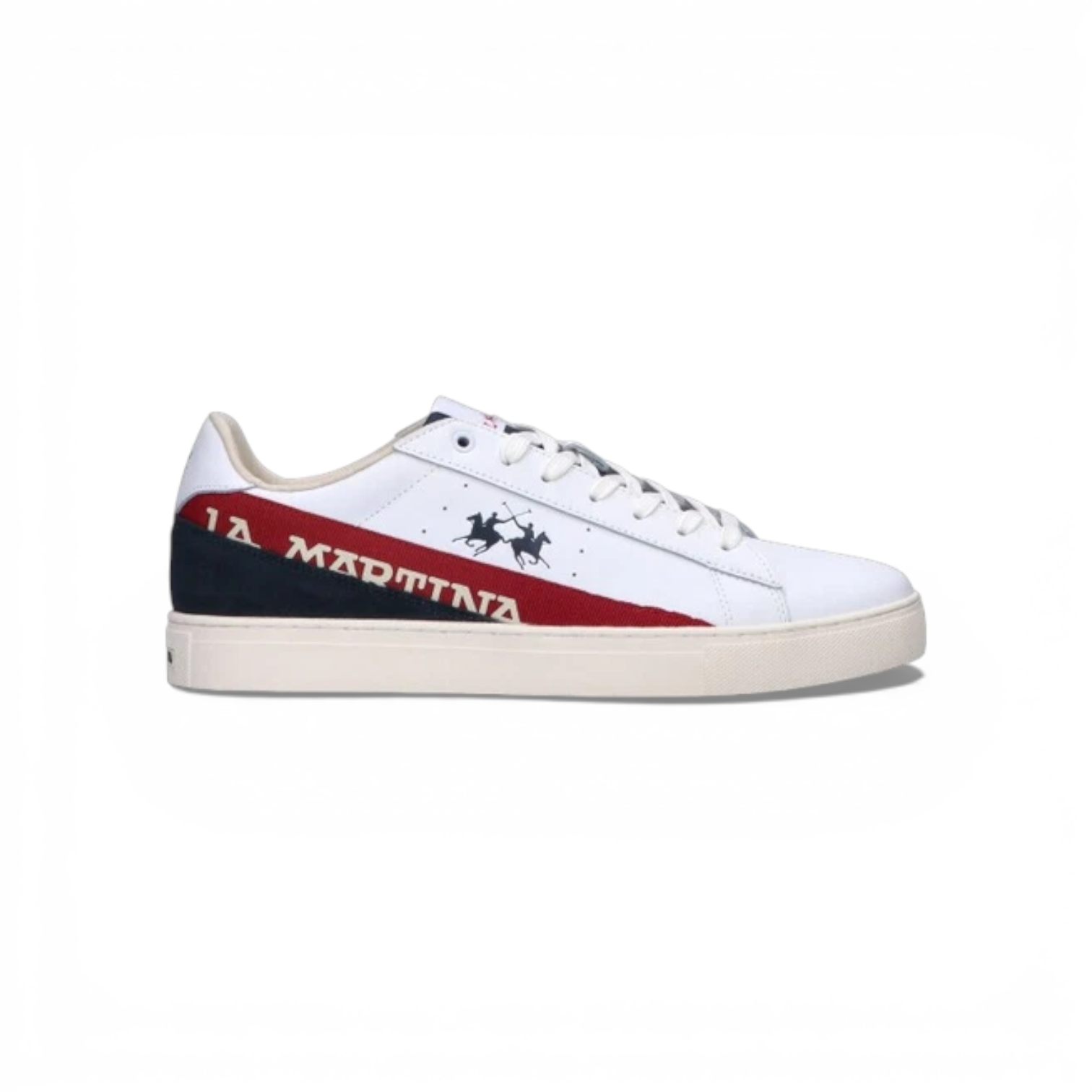Scarpe-LA-MARTINA-Uomo-Sneakers-trendy-BIANCO LA MARTINA Leather Sneakers - White/Red – Image 1